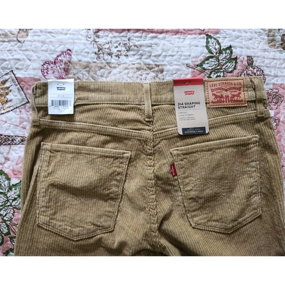 Levi's 314 Shaping Straight Corduroy Womens Pants Size‎ 29x30 Brown Mid-Rise - Picture 10 of 11